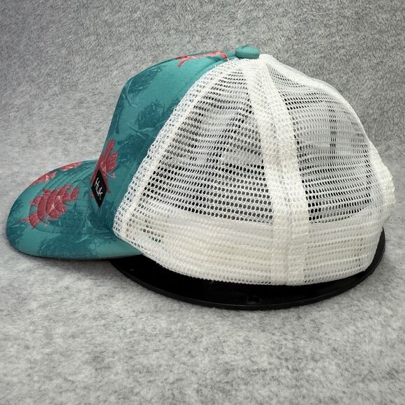 Huk Performance KC Scott Foam Flats Trucker Hat Unisex Hawaiian Flowers Teal - Picture 4 of 12
